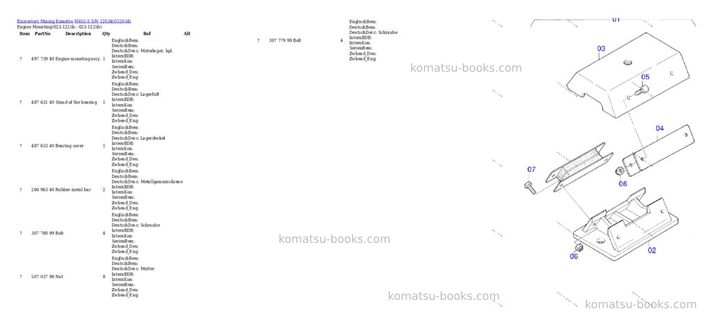 Komatsu h655-s s/n 12034 Parts catalog cover Komatsu h655-s s/n 12034 Parts catalog cover