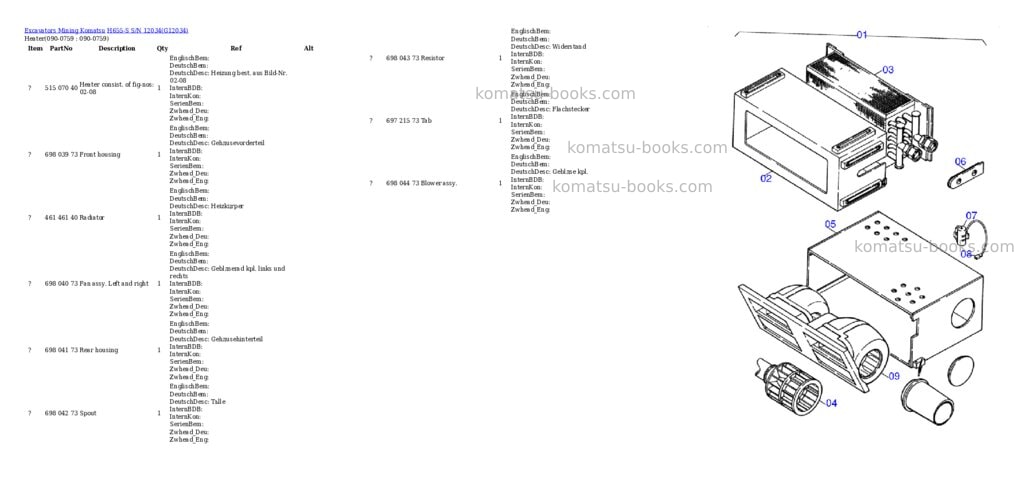 Komatsu h655-s s/n 12034 Parts catalog cover Page 10 Komatsu h655-s s/n 12034 Parts catalog cover Page 10