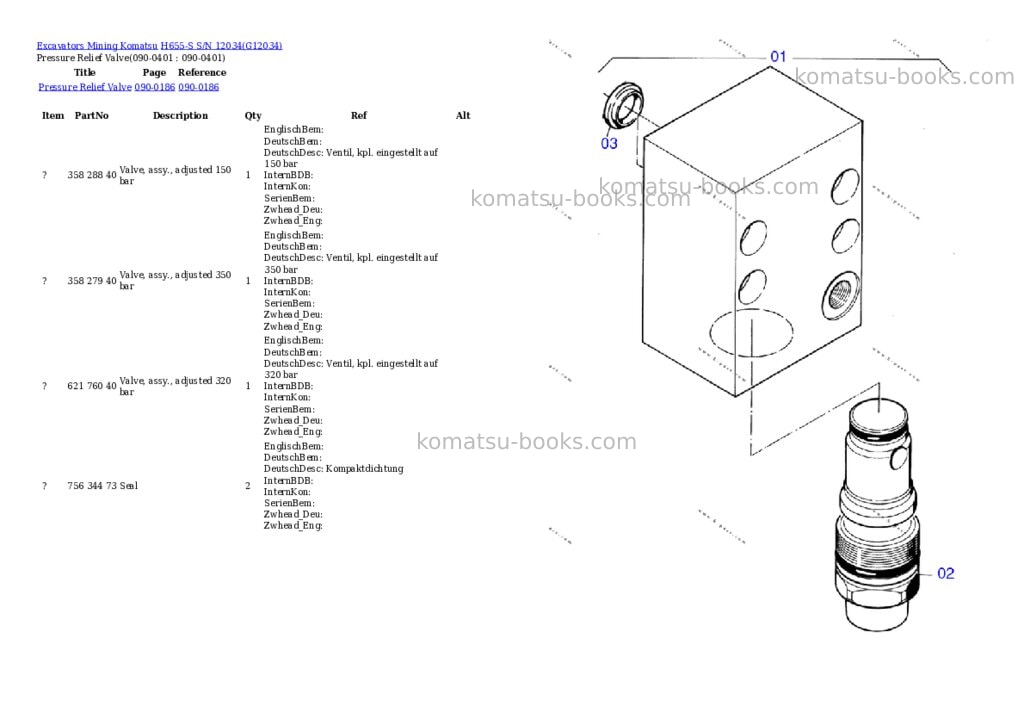 Komatsu h655-s s/n 12034 Parts catalog cover Page 5 Komatsu h655-s s/n 12034 Parts catalog cover Page 5
