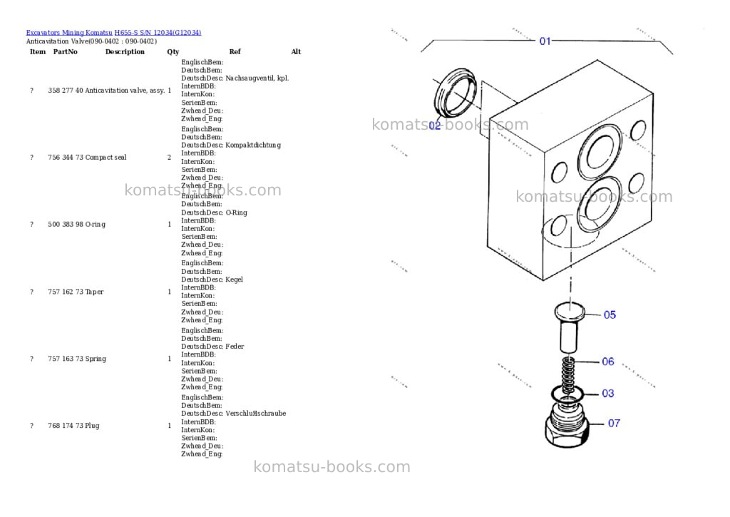 Komatsu h655-s s/n 12034 Parts catalog cover Page 6 Komatsu h655-s s/n 12034 Parts catalog cover Page 6