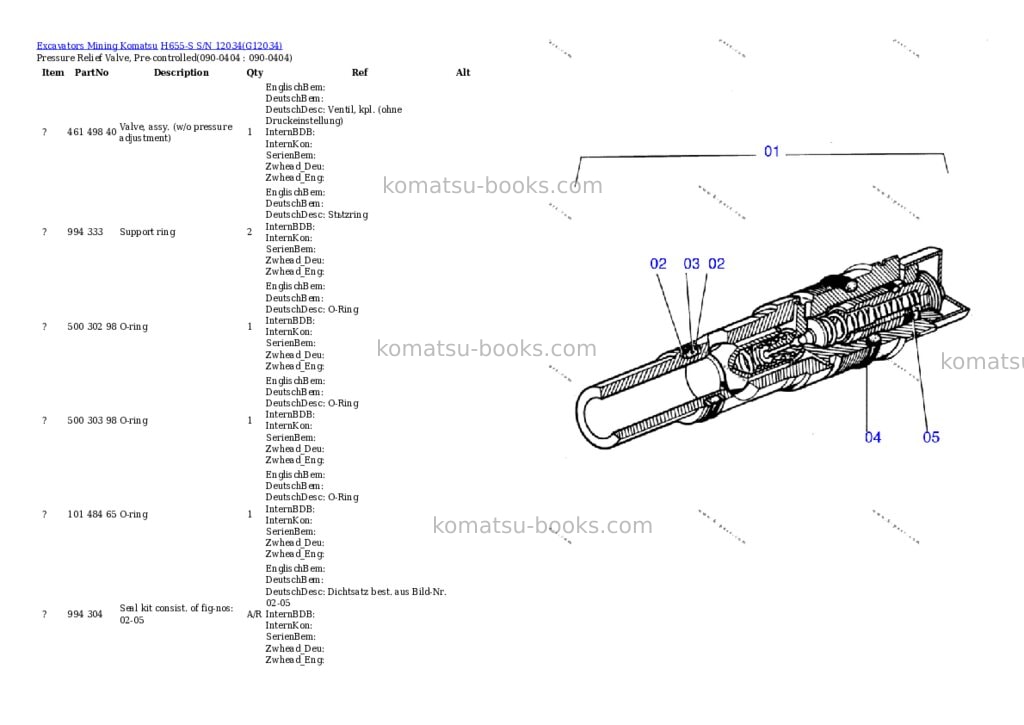 Komatsu h655-s s/n 12034 Parts catalog cover Page 7 Komatsu h655-s s/n 12034 Parts catalog cover Page 7