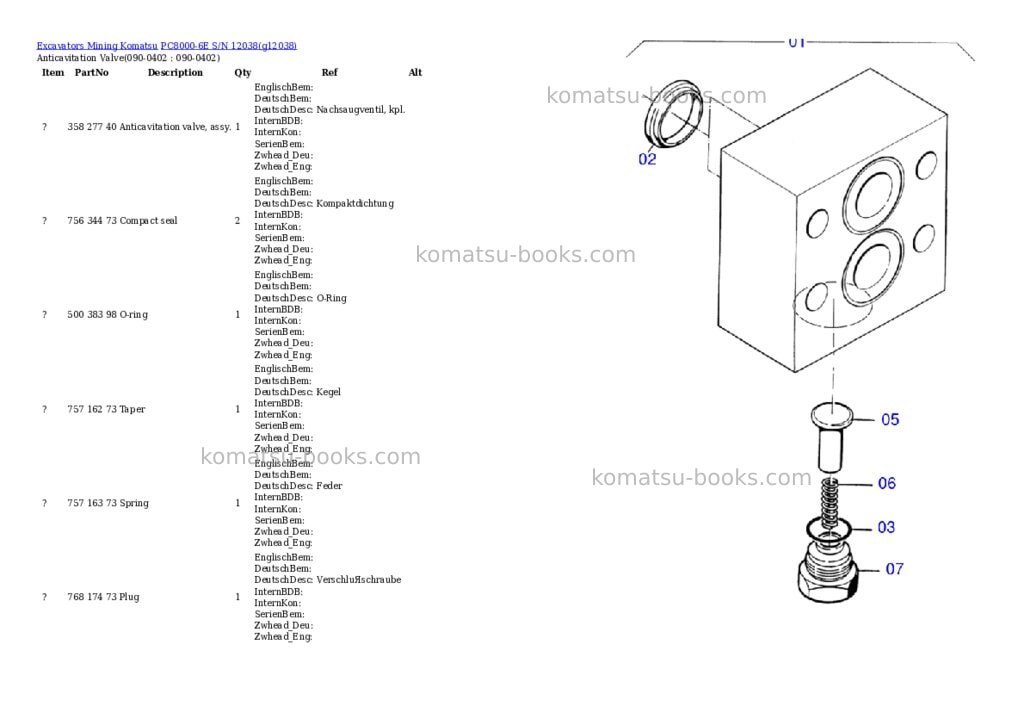 Komatsu pc8000-6e s/n 12038 Parts catalog cover Page 4 Komatsu pc8000-6e s/n 12038 Parts catalog cover Page 4