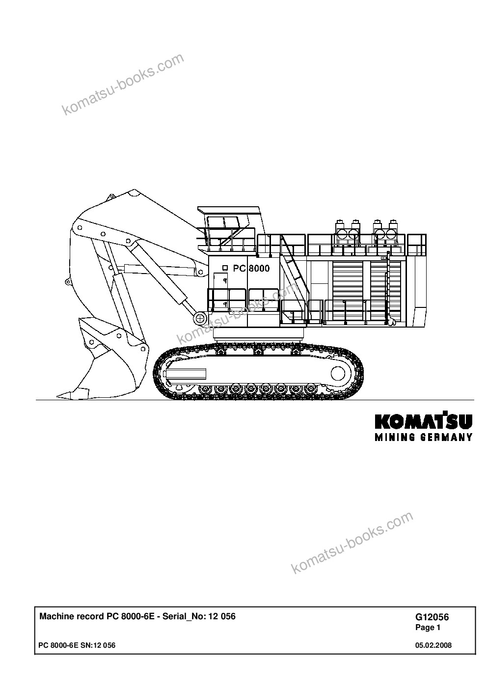 Komatsu pc8000-6e s/n 12056 Parts catalog cover