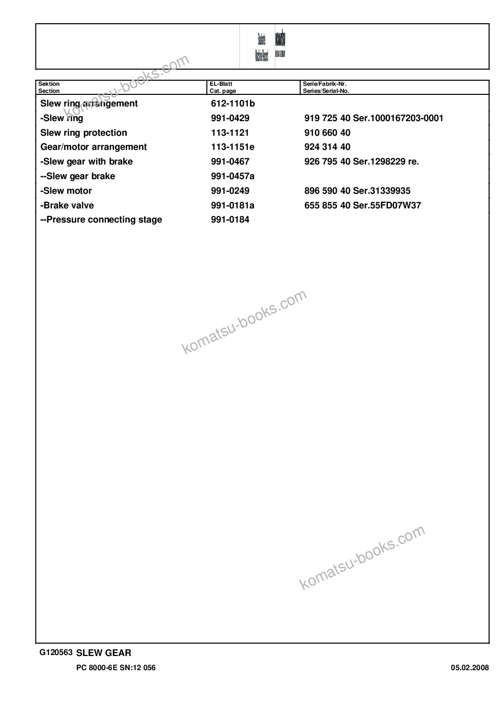 Komatsu pc8000-6e s/n 12056 Parts catalog cover Page 5