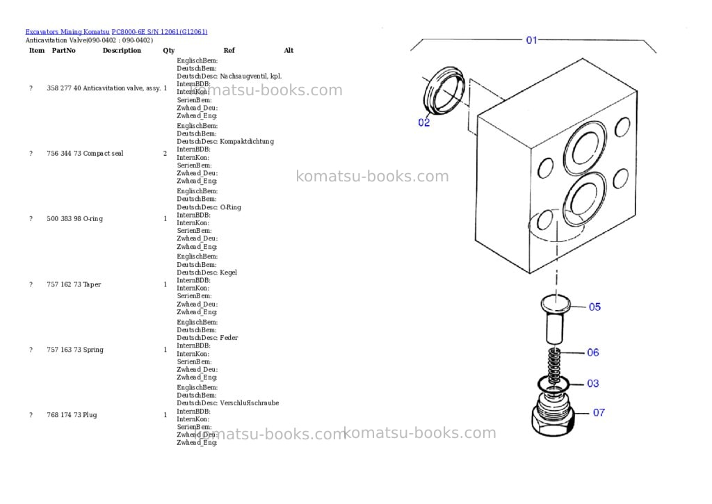 Komatsu pc8000-6e s/n 12061 Parts catalog cover Page 4 Komatsu pc8000-6e s/n 12061 Parts catalog cover Page 4