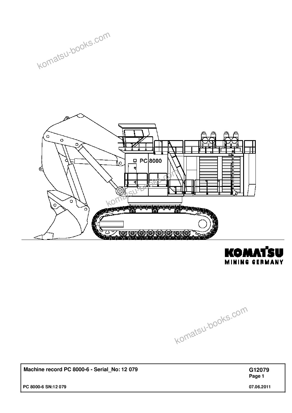 Komatsu pc8000-6 s/n 12079 Parts catalog cover Komatsu pc8000-6 s/n 12079 Parts catalog cover