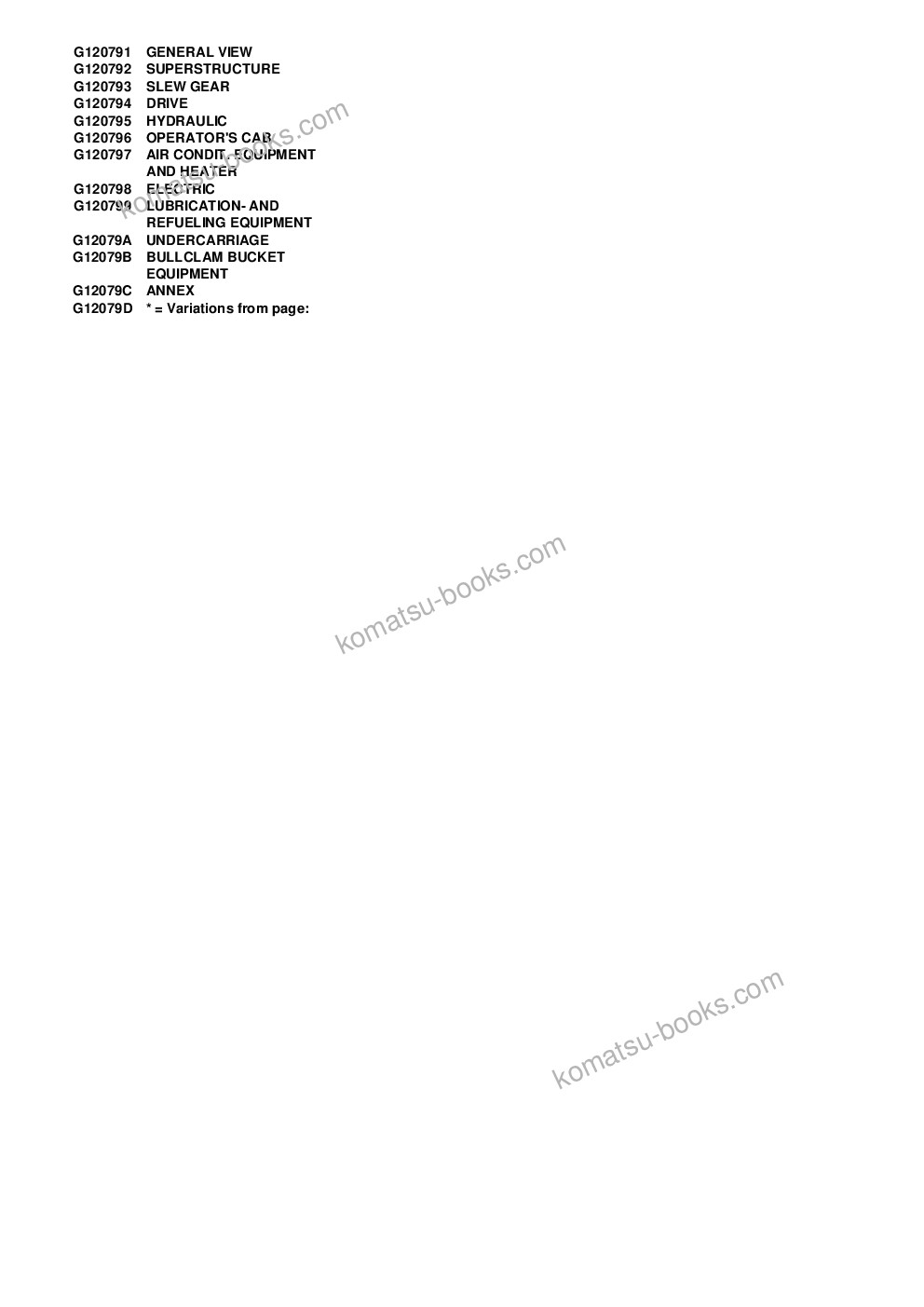 Komatsu pc8000-6 s/n 12079 Parts catalog cover Page 2 Komatsu pc8000-6 s/n 12079 Parts catalog cover Page 2