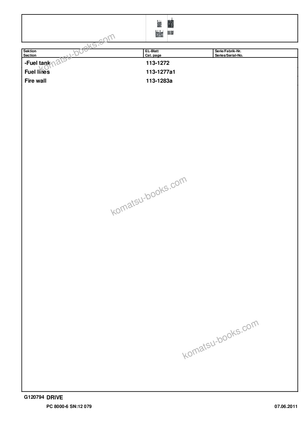 Komatsu pc8000-6 s/n 12079 Parts catalog cover Page 7 Komatsu pc8000-6 s/n 12079 Parts catalog cover Page 7