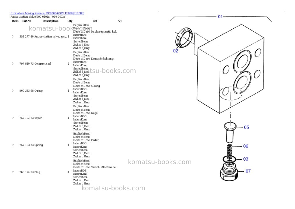 Komatsu pc8000-6 s/n 12086 Parts catalog cover Page 5 Komatsu pc8000-6 s/n 12086 Parts catalog cover Page 5
