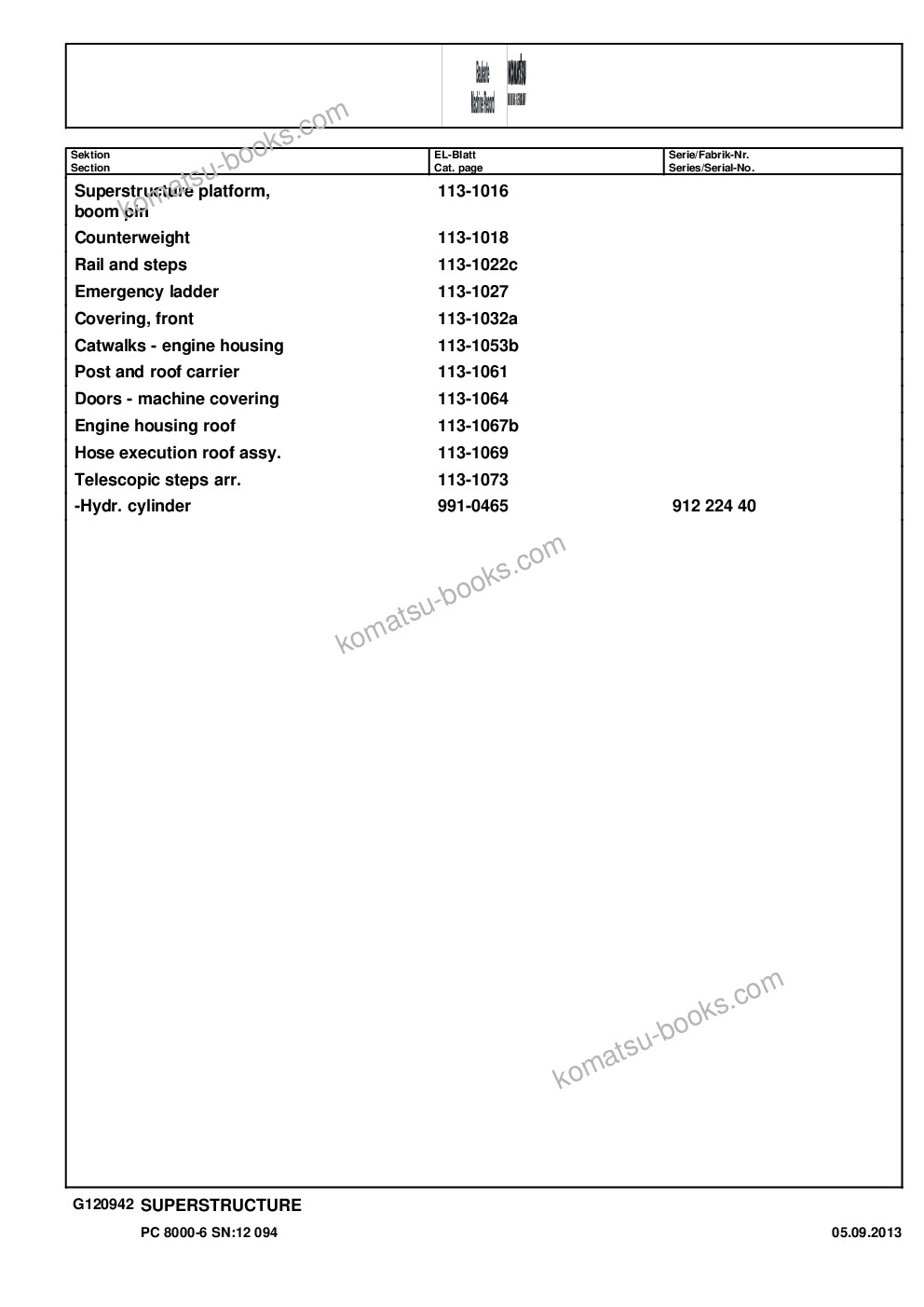 Komatsu pc8000-6 s/n 12094 Parts catalog cover Page 4 Komatsu pc8000-6 s/n 12094 Parts catalog cover Page 4