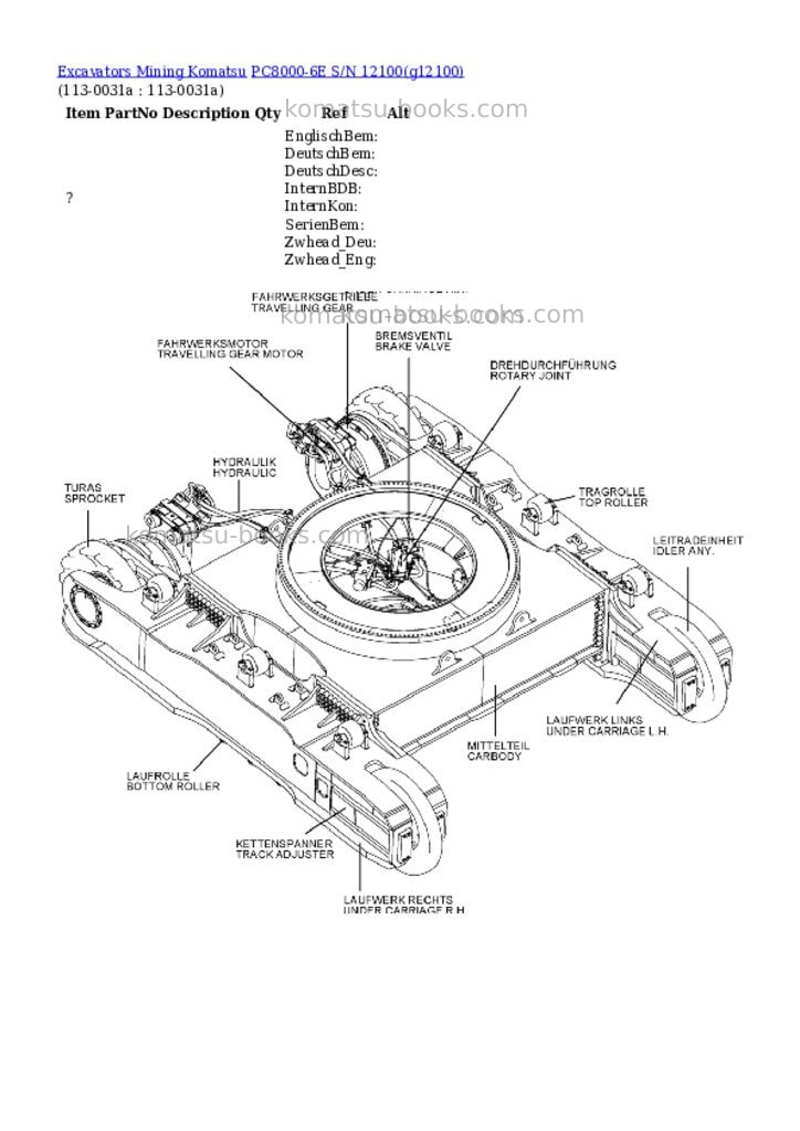 Komatsu pc8000-6e s/n 12100 Parts catalog cover Page 10 Komatsu pc8000-6e s/n 12100 Parts catalog cover Page 10