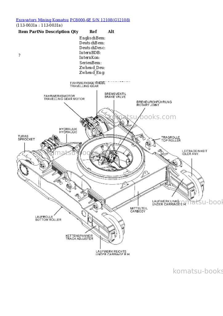 Komatsu pc8000-6e s/n 12108 Parts catalog cover Page 10 Komatsu pc8000-6e s/n 12108 Parts catalog cover Page 10
