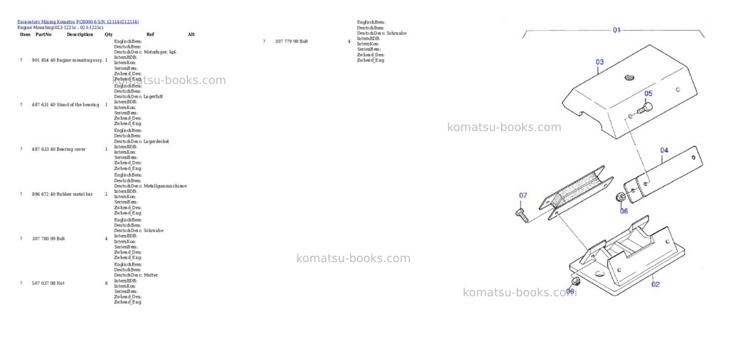 Komatsu PC8000-6 S/N 12114 Parts catalog cover