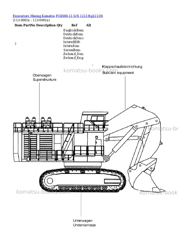 Komatsu PC8000-11 S/N 12119 Parts catalog cover Page 10 Komatsu PC8000-11 S/N 12119 Parts catalog cover Page 10