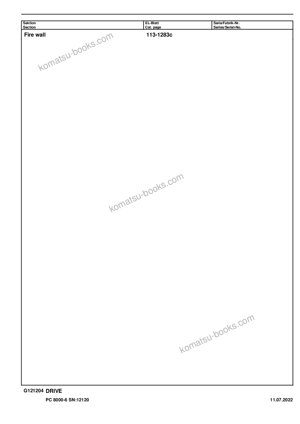 Komatsu PC8000-6 S/N 12120 Parts catalog cover Page 6 Komatsu PC8000-6 S/N 12120 Parts catalog cover Page 6