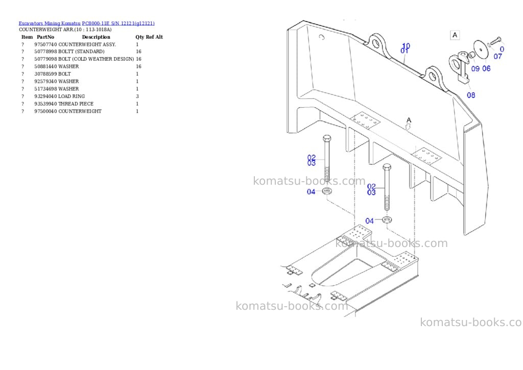Komatsu PC8000-11E S/N 12121 Parts catalog cover Page 6