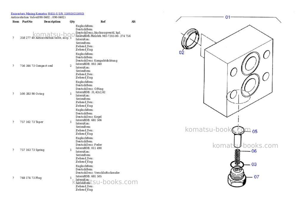 Komatsu h455-s s/n 15003 Parts catalog cover Page 8
