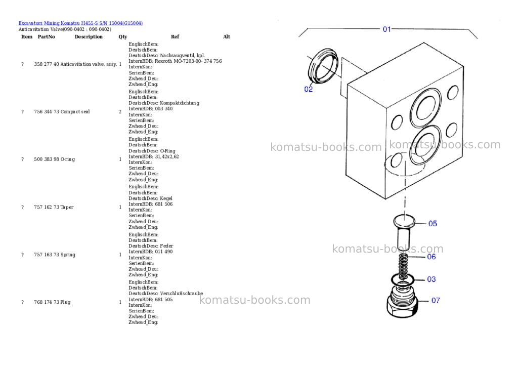 Komatsu h455-s s/n 15004 Parts catalog cover Page 8