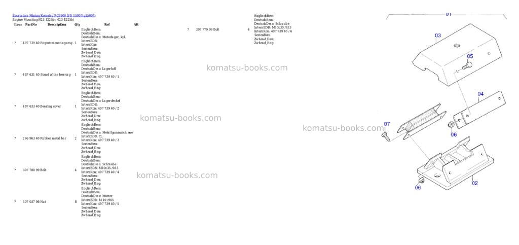 Komatsu pc5500 s/n 15007 Parts catalog cover