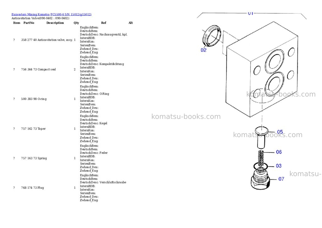 Komatsu pc5500-6 s/n 15012 Parts catalog cover Page 6 Komatsu pc5500-6 s/n 15012 Parts catalog cover Page 6