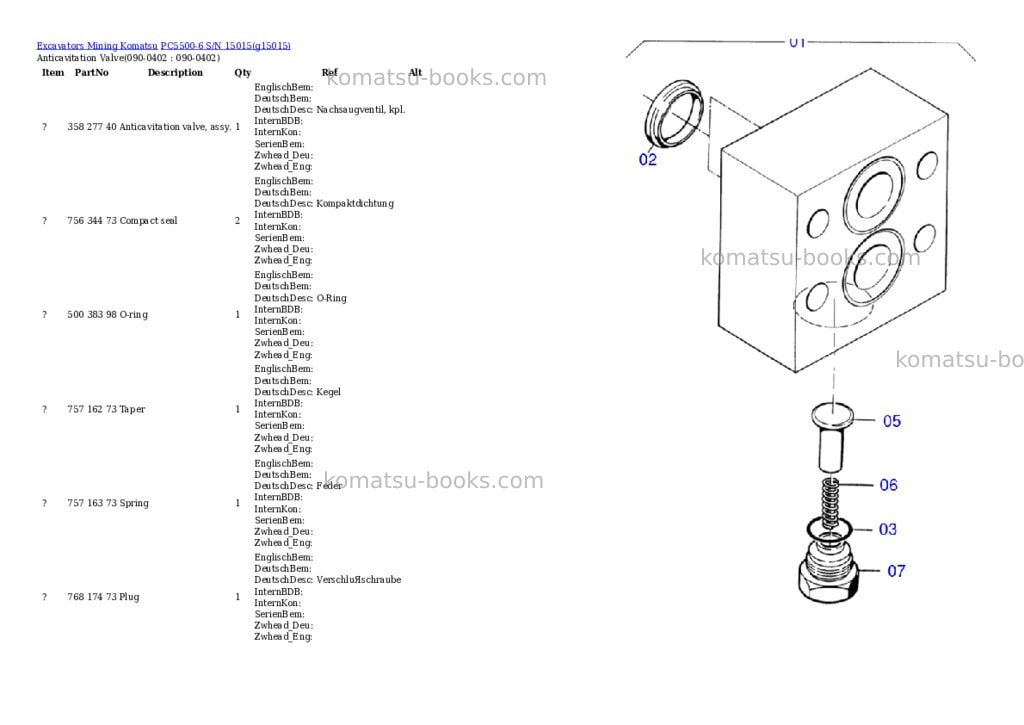 Komatsu pc5500-6 s/n 15015 Parts catalog cover Page 6 Komatsu pc5500-6 s/n 15015 Parts catalog cover Page 6
