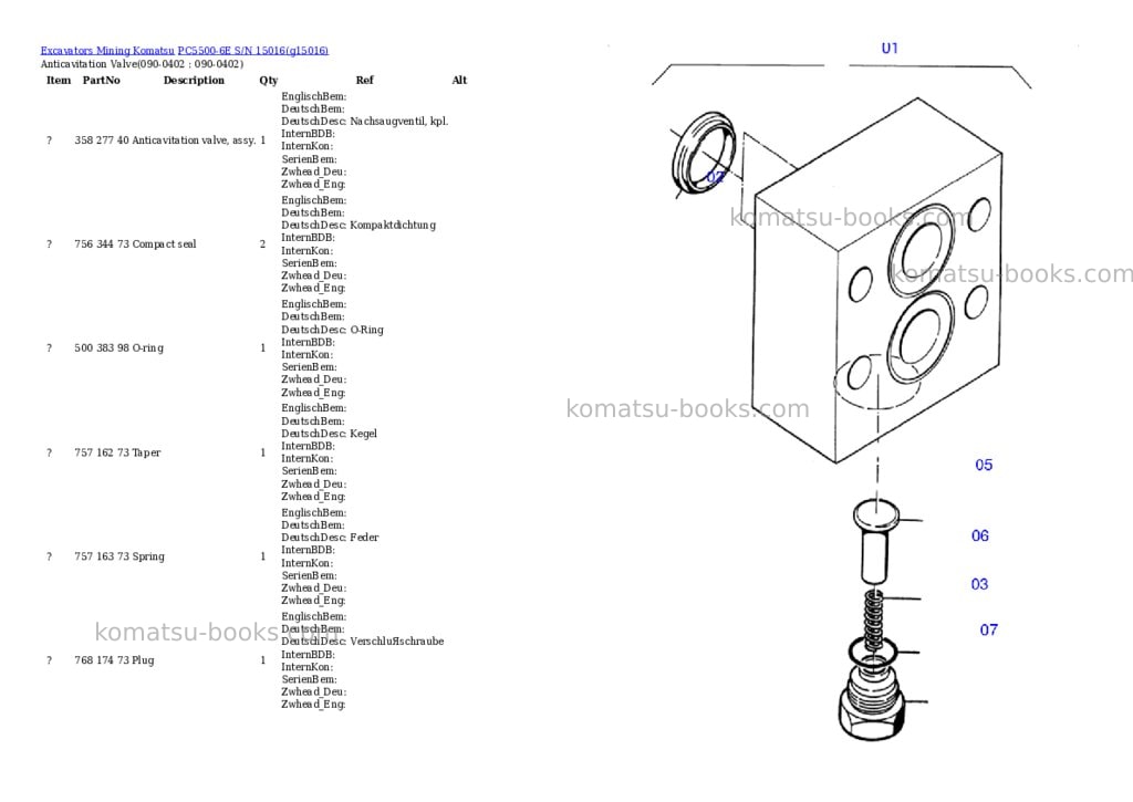 Komatsu pc5500-6e s/n 15016 Parts catalog cover Page 4