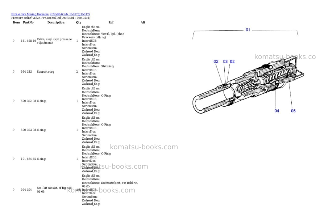 Komatsu pc5500-6 s/n 15017 Parts catalog cover Page 7 Komatsu pc5500-6 s/n 15017 Parts catalog cover Page 7
