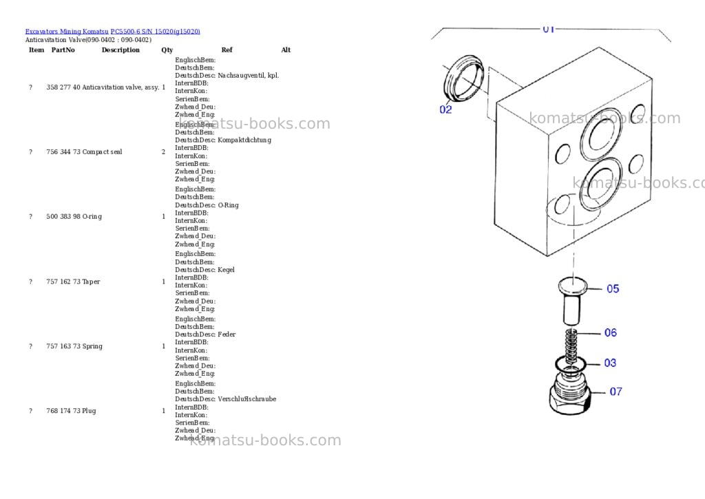 Komatsu pc5500-6 s/n 15020 Parts catalog cover Page 6 Komatsu pc5500-6 s/n 15020 Parts catalog cover Page 6