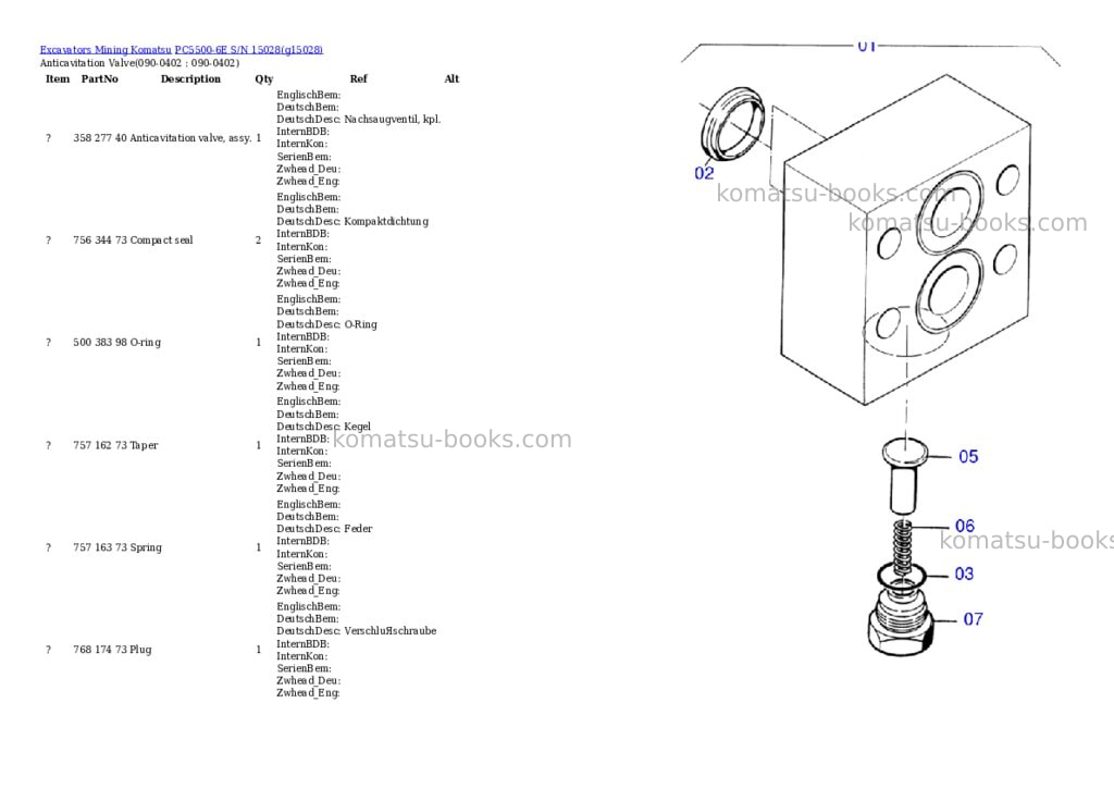 Komatsu pc5500-6e s/n 15028 Parts catalog cover Page 4
