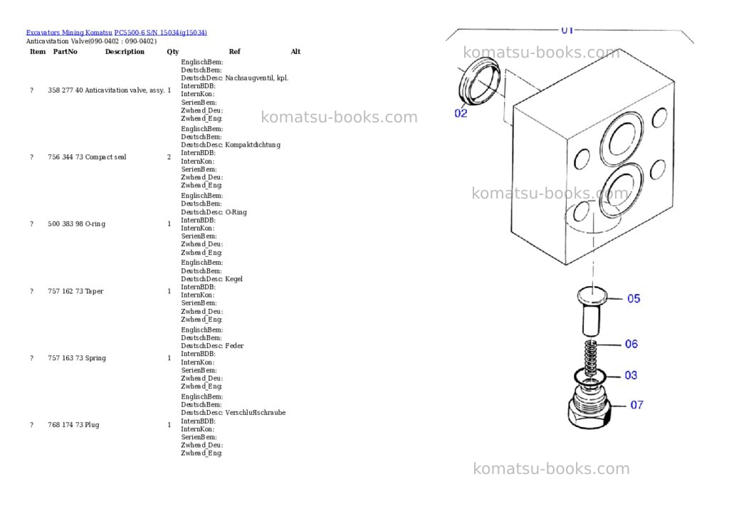 Komatsu pc5500-6 s/n 15034 Parts catalog cover Page 6 Komatsu pc5500-6 s/n 15034 Parts catalog cover Page 6