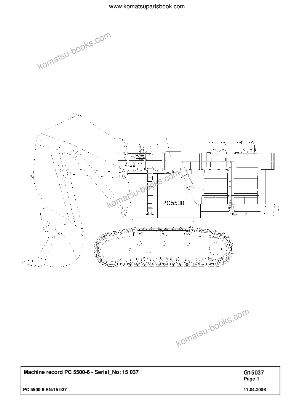 Komatsu pc5500-6 s/n 15037 Parts catalog cover Komatsu pc5500-6 s/n 15037 Parts catalog cover