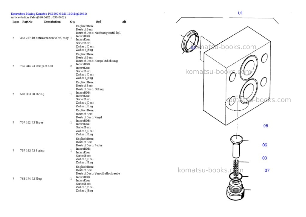 Komatsu pc5500-6 s/n 15041 Parts catalog cover Page 6