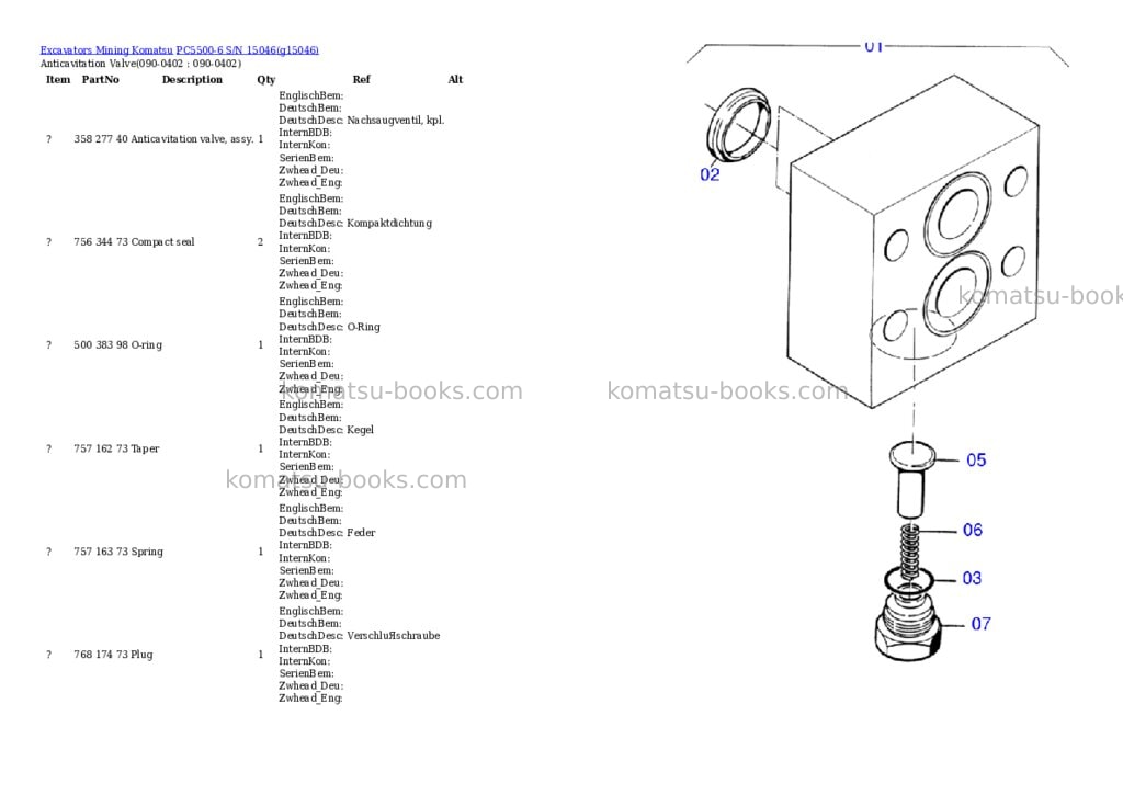 Komatsu pc5500-6 s/n 15046 Parts catalog cover Page 6