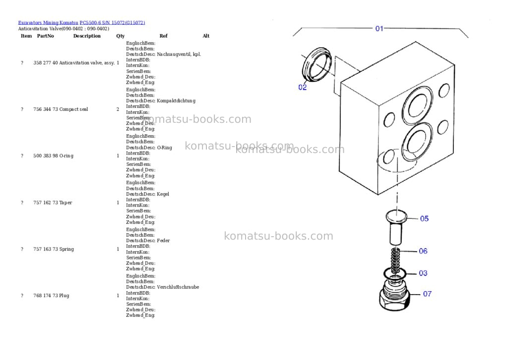 Komatsu pc5500-6 s/n 15072 Parts catalog cover Page 6 Komatsu pc5500-6 s/n 15072 Parts catalog cover Page 6
