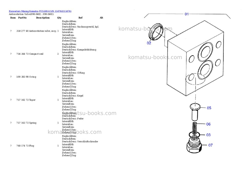 Komatsu pc5500-6 s/n 15076 Parts catalog cover Page 6