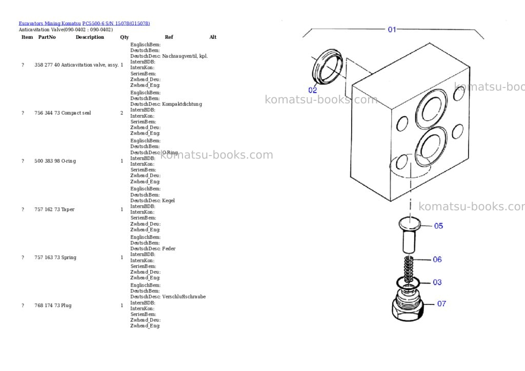 Komatsu pc5500-6 s/n 15078 Parts catalog cover Page 6