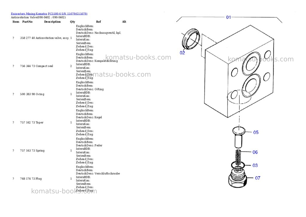 Komatsu pc5500-6 s/n 15079 Parts catalog cover Page 6