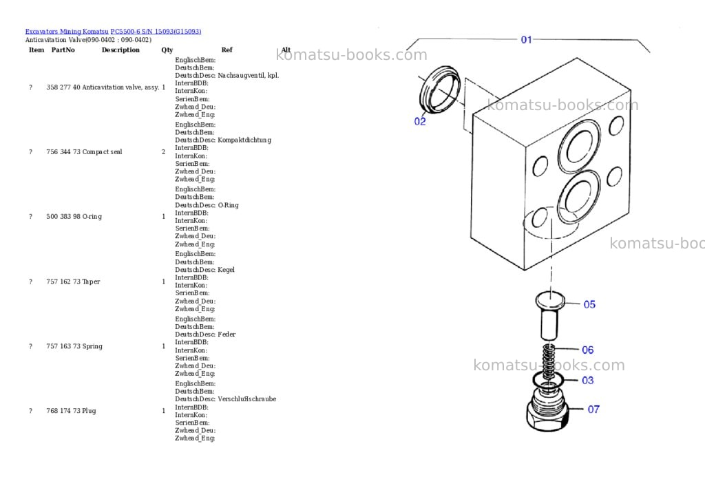 Komatsu pc5500-6 s/n 15093 Parts catalog cover Page 6 Komatsu pc5500-6 s/n 15093 Parts catalog cover Page 6