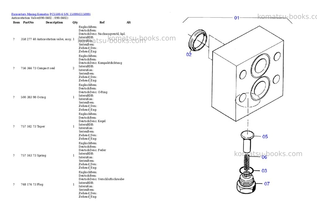 Komatsu pc5500-6 s/n 15099 Parts catalog cover Page 6