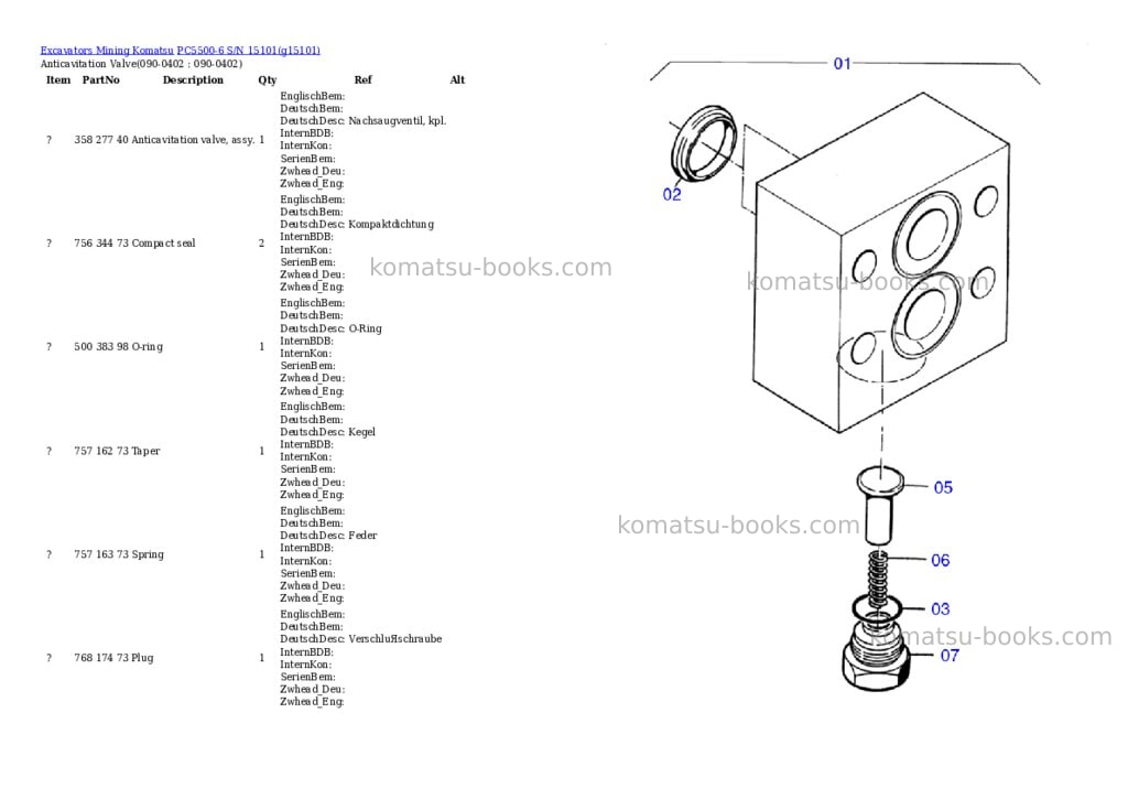 Komatsu pc5500-6 s/n 15101 Parts catalog cover Page 6