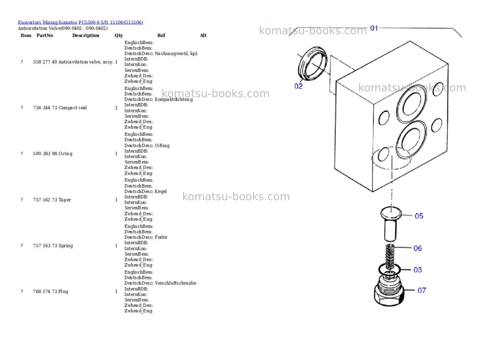 Komatsu pc5500-6 s/n 15106 Parts catalog cover Page 6 Komatsu pc5500-6 s/n 15106 Parts catalog cover Page 6