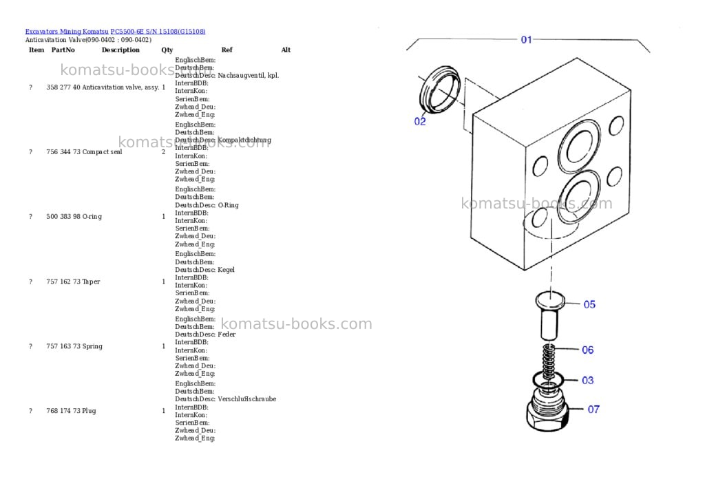 Komatsu pc5500-6e s/n 15108 Parts catalog cover Page 4