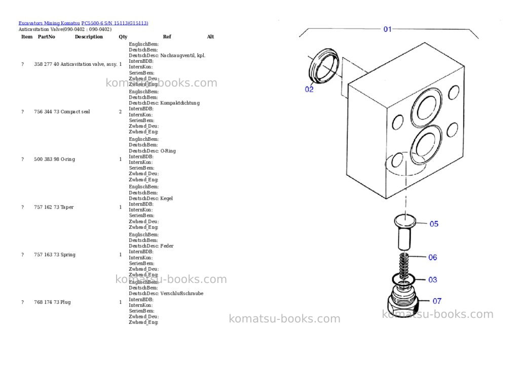 Komatsu pc5500-6 s/n 15113 Parts catalog cover Page 6 Komatsu pc5500-6 s/n 15113 Parts catalog cover Page 6