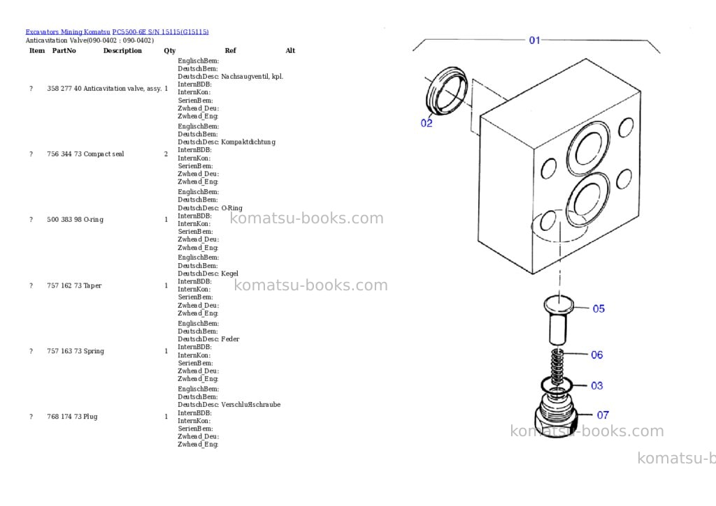 Komatsu pc5500-6e s/n 15115 Parts catalog cover Page 4