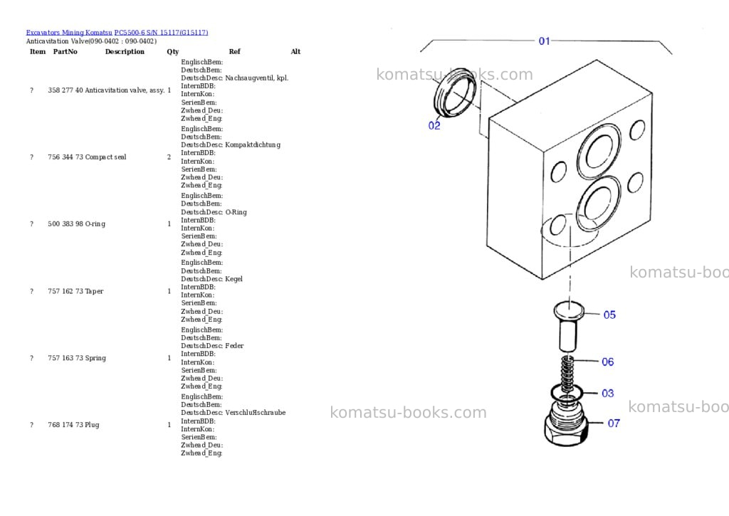 Komatsu pc5500-6 s/n 15117 Parts catalog cover Page 6 Komatsu pc5500-6 s/n 15117 Parts catalog cover Page 6