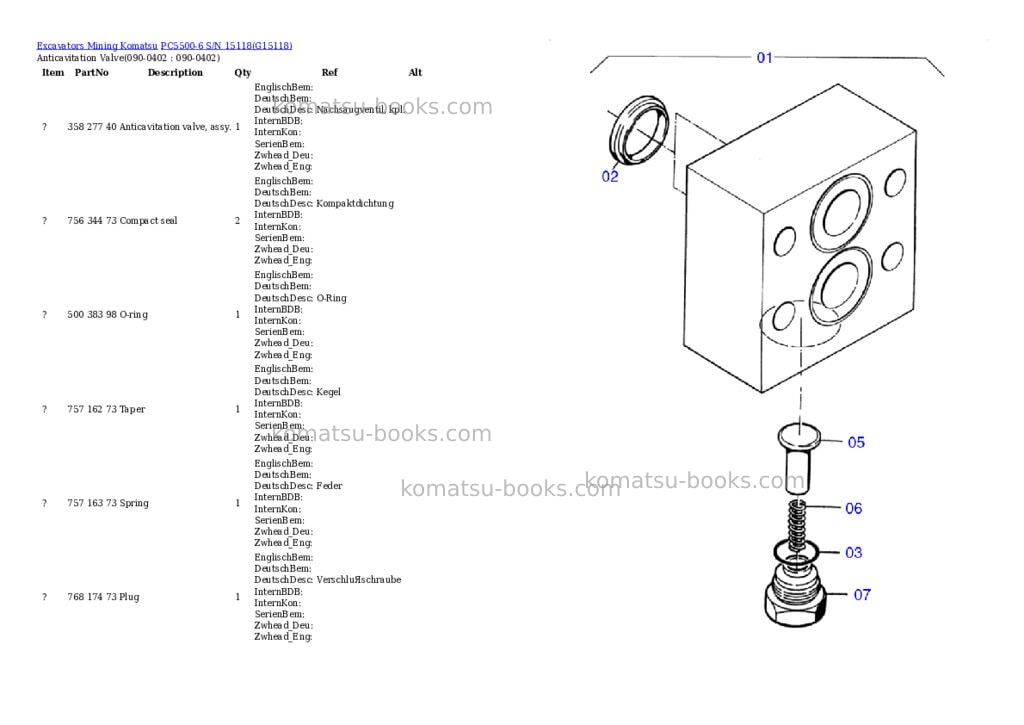 Komatsu pc5500-6 s/n 15118 Parts catalog cover Page 6