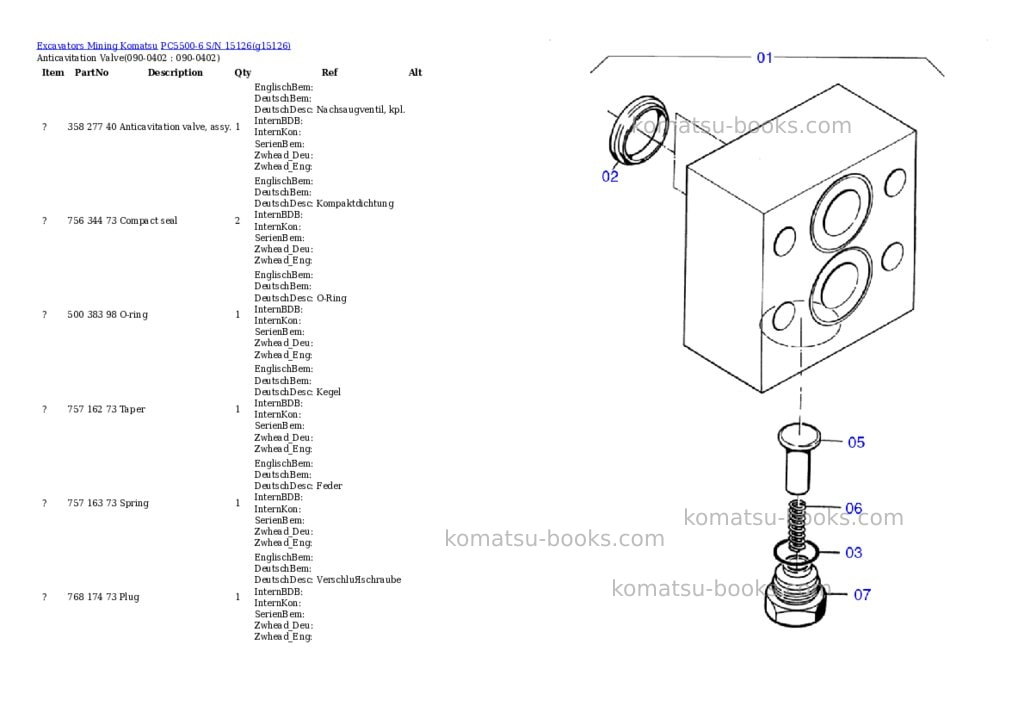 Komatsu pc5500-6 s/n 15126 Parts catalog cover Page 4 Komatsu pc5500-6 s/n 15126 Parts catalog cover Page 4