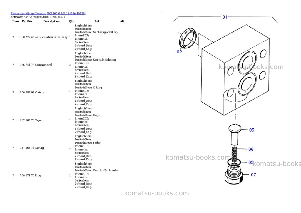 Komatsu pc5500-6 s/n 15128 Parts catalog cover Page 6 Komatsu pc5500-6 s/n 15128 Parts catalog cover Page 6