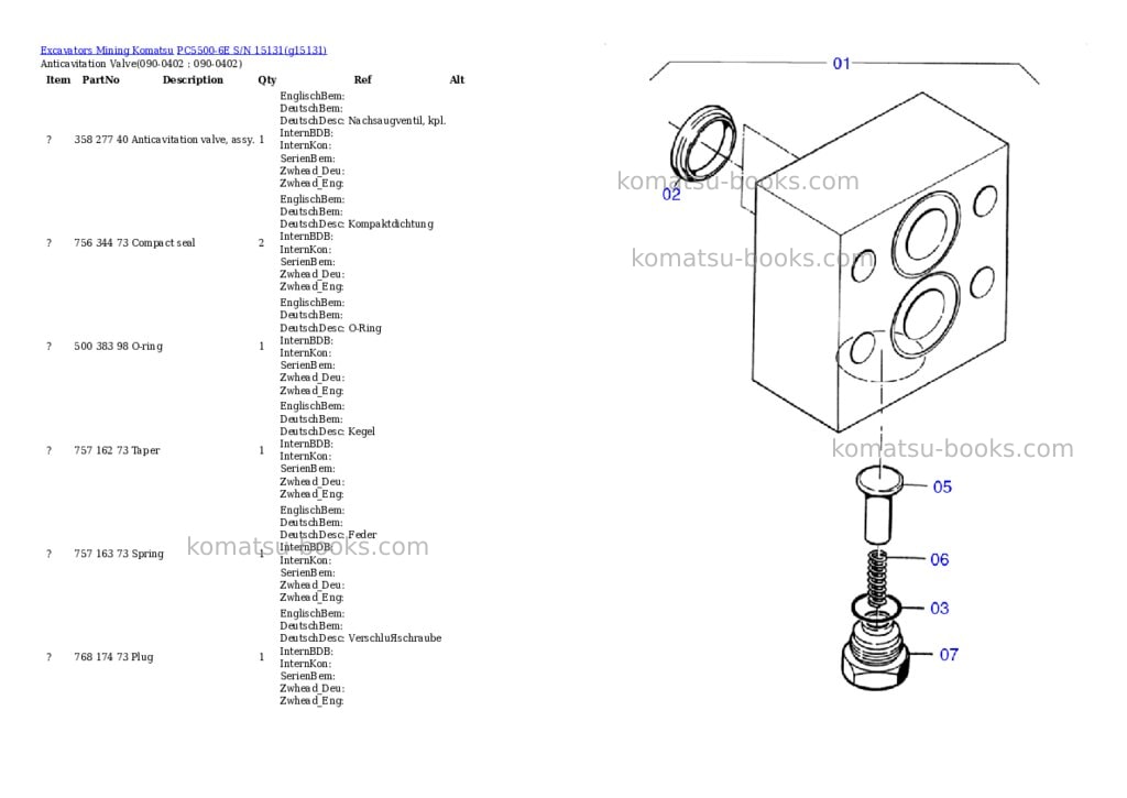 Komatsu pc5500-6e s/n 15131 Parts catalog cover Page 6 Komatsu pc5500-6e s/n 15131 Parts catalog cover Page 6