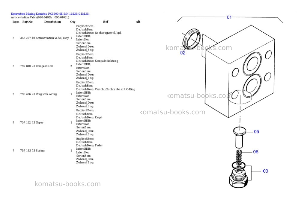 Komatsu pc5500-6e s/n 15135 Parts catalog cover Page 2